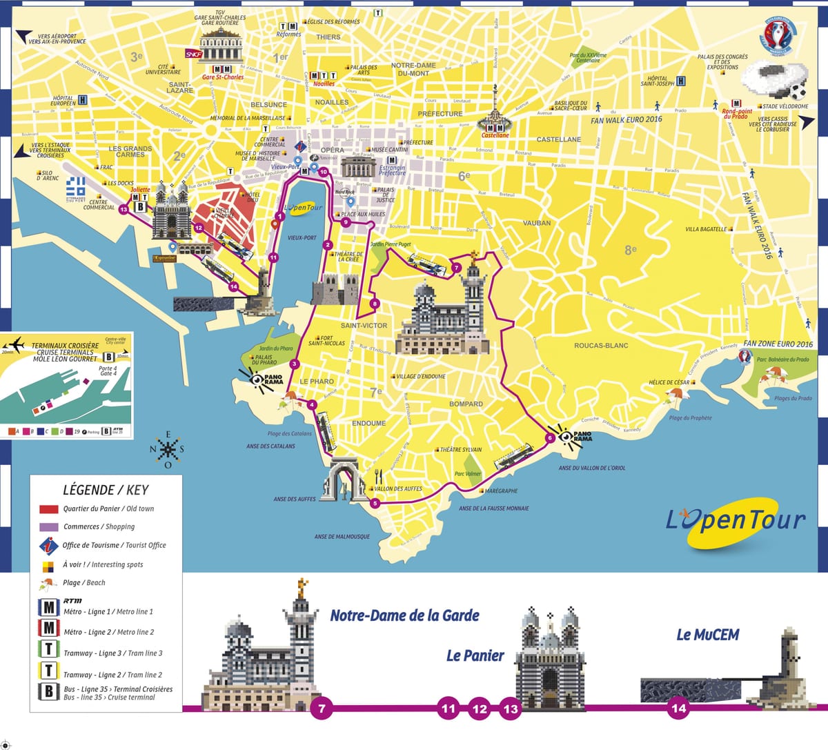 Marseille hop on hop off harta rutelor de autobuz