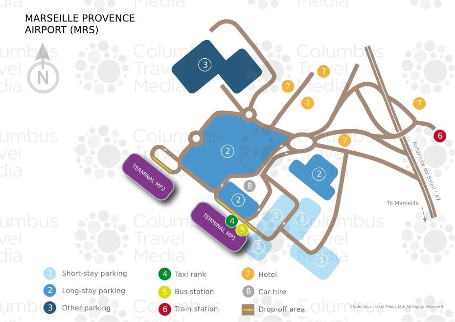 Marseille airport terminal hartă