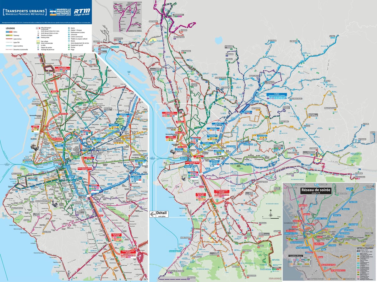 Marseille harta rutelor de autobuz