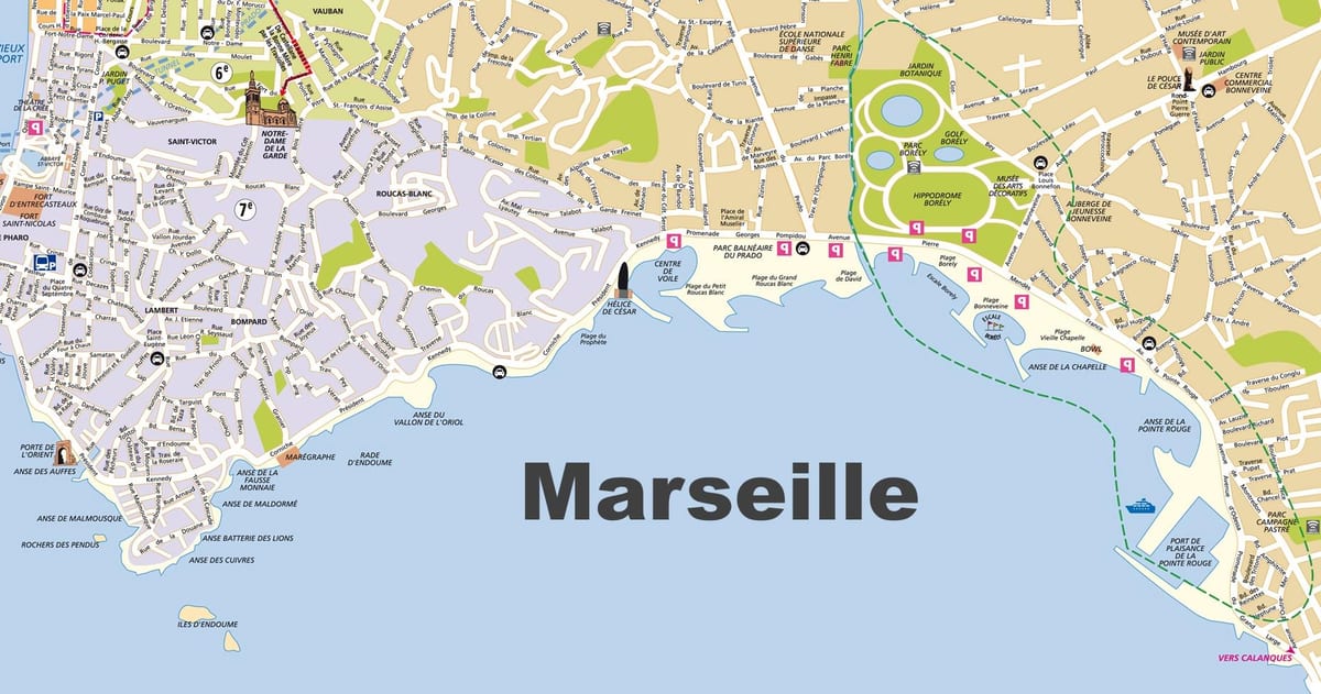Marseille plaje hartă