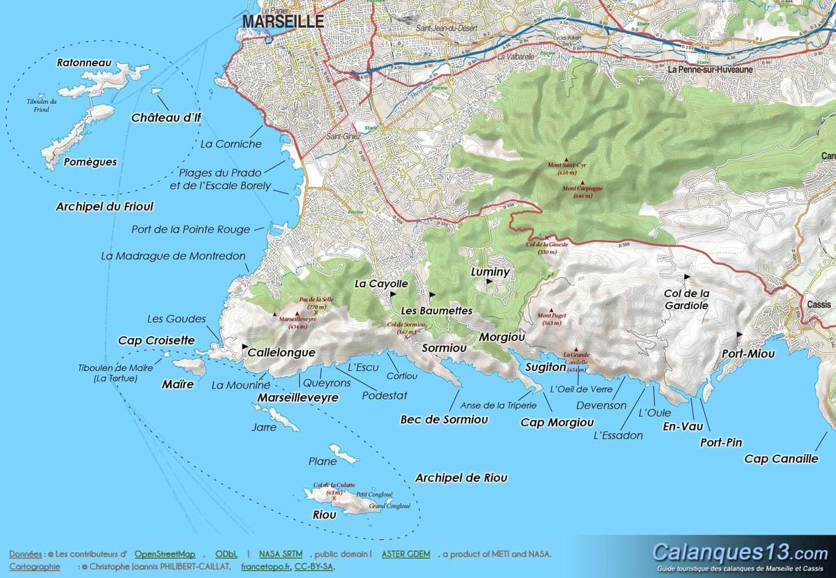 hartă geografică de Marseille
