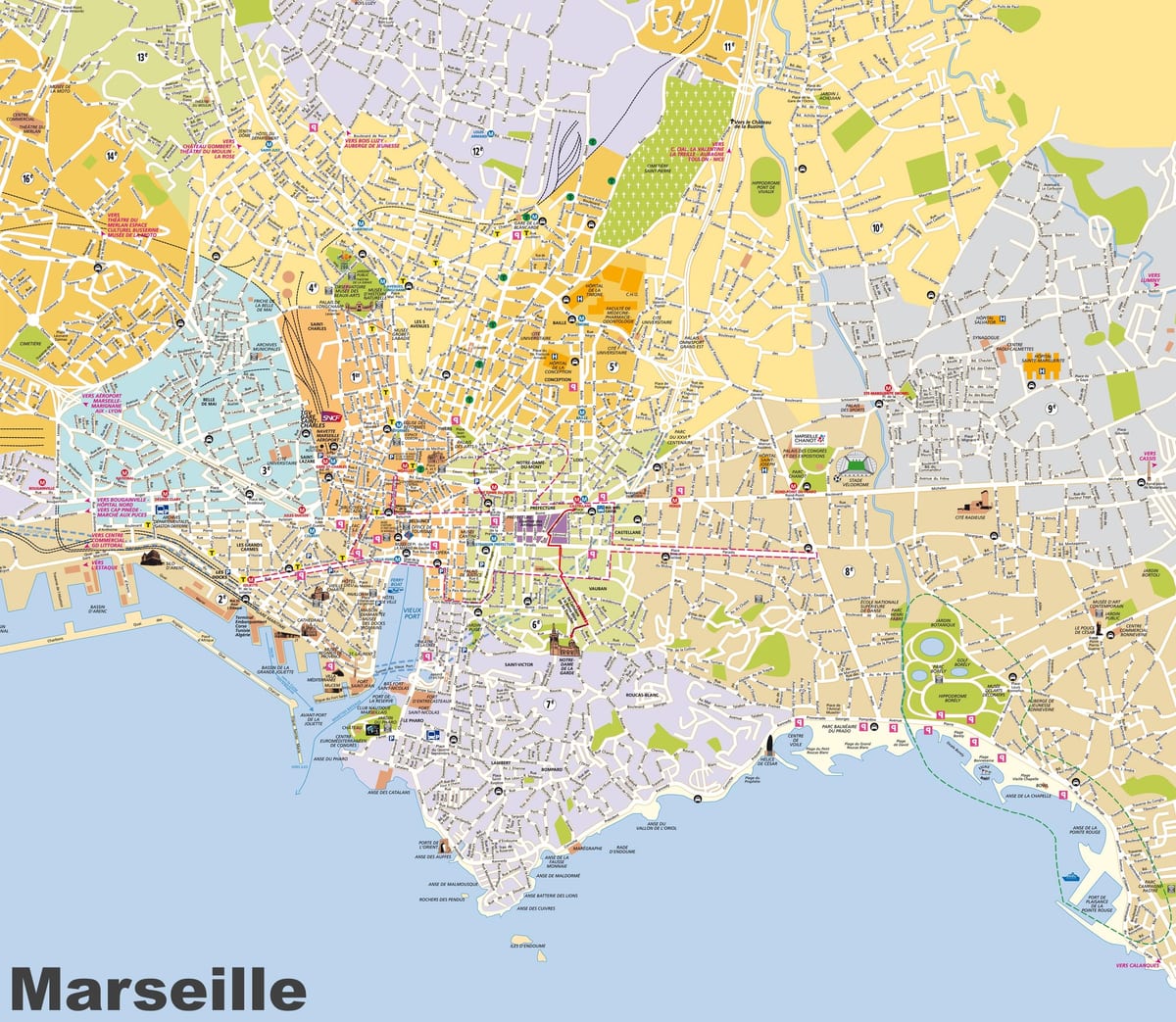 harta strada din Marsilia, franța
