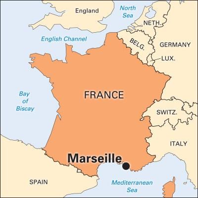 în cazul în care este Marsilia, în franța hartă
