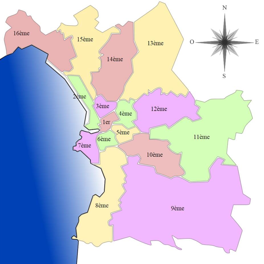harta arrondissement of Marseille